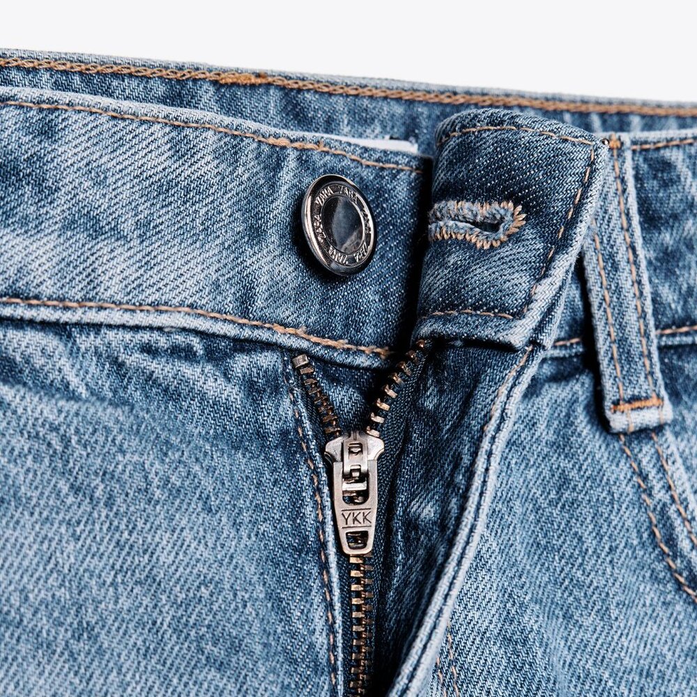 Z1975 Zara Women's Mom High Rise Denim Jean Shorts Light Wash EUR 34 - Picture 5 of 13